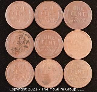 Numismatic: U.S. Coins: (9) Wheat Cents