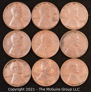 Numismatic: U.S. Coins: (9) Wheat Cents