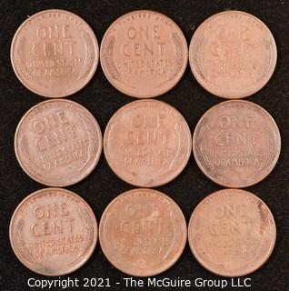 Numismatic: U.S. Coins: (9) Wheat Cents