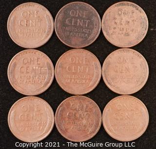 Numismatic: U.S. Coins: (9) Wheat Cents