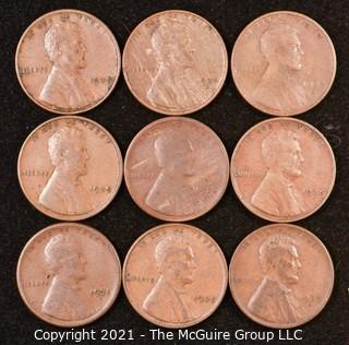 Numismatic: U.S. Coins: (9) Wheat Cents