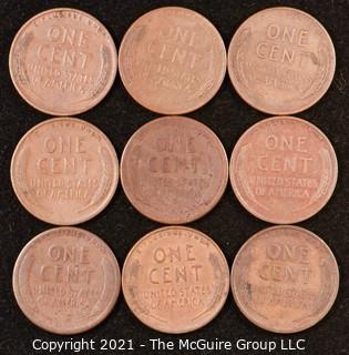 Numismatic: U.S. Coins: (9) Wheat Cents