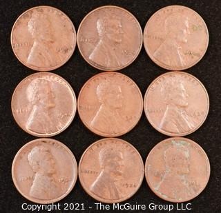 Numismatic: U.S. Coins: (9) Wheat Cents