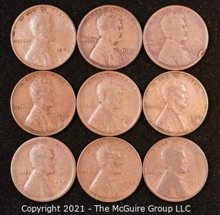 Numismatic: U.S. Coins: (9) Wheat Cents