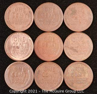 Numismatic: U.S. Coins: (9) Wheat Cents