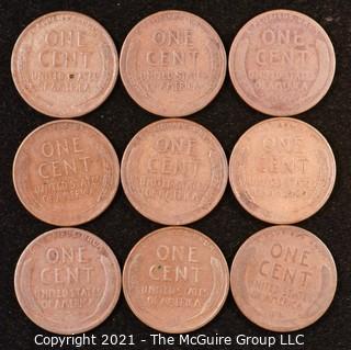 Numismatic: U.S. Coins: (9) Wheat Cents