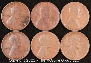 Numismatic: U.S. Coins: (6) Wheat Cents