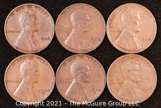 Numismatic: U.S. Coins: (6) Lincoln Wheat Cents