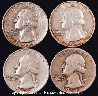 Numismatic: U.S. Coins: (4) Washington Silver Quarters