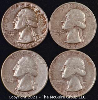 Numismatic: U.S. Coins: (4) Washington Silver Quarters