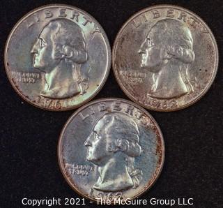 Numismatic: U.S. Coins: (3) Washington Silver Quarters