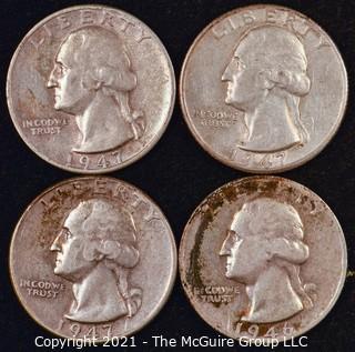 Numismatic: U.S. Coins: (4) Washington Silver Quarters