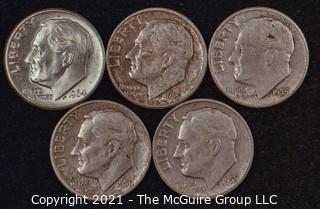 Numismatic: U.S. Coins: (5) Roosevelt Dimes 