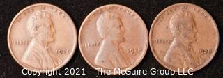 Numismatic: U.S. Coins: (3) Wheat Cents