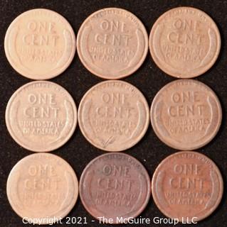 Numismatic: U.S. Coins: (9) Wheat Cents