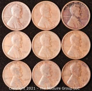 Numismatic: U.S. Coins: (9) Wheat Cents