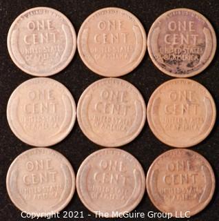 Numismatic: U.S. Coins: (9) Wheat Cents