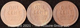 Numismatic: U.S. Coins: (3) Wheat Cents