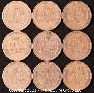 Numismatic: U.S. Coins: (9) Wheat Cents