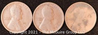 Numismatic: U.S. Coins: (3) Wheat Cents