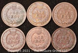 Numismatic: U.S. Coins: (6) Indian Head Cents