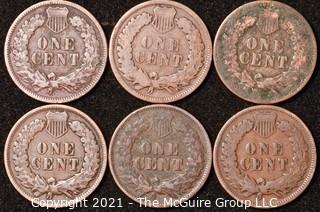 Numismatic: U.S. Coins: (6) Indian Head Cents