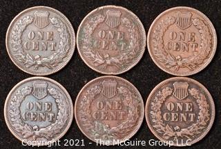 Numismatic: U.S. Coins: (6) Indian Head Cents