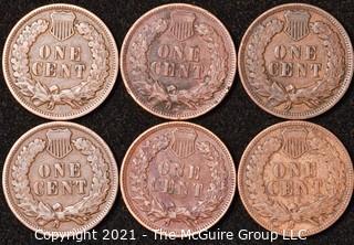 Numismatic: U.S. Coins: (6) Indian Head Cents