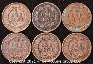 Numismatic: U.S. Coins: (6) Indian Head Cents