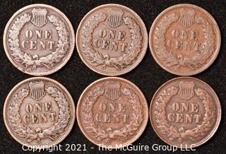 Numismatic: U.S. Coins: (6) Indian Head Cents