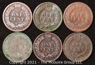 Numismatic: U.S. Coins: (6) Indian Head Cents