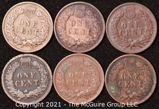 Numismatic: U.S. Coins: (6) Indian Head Cents