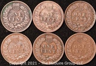 Numismatic: U.S. Coins: (6) Indian Head Cents