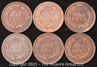 Numismatic: U.S. Coins: (6) Indian Head Cents