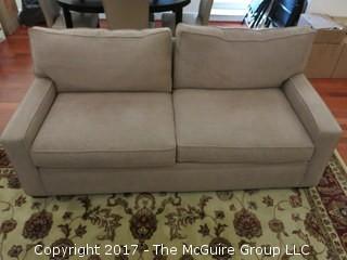 Upholstered Love Seat (shows some staining); 78W x 38D x 32"T