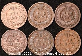 Numismatic: U.S. Coins: (6) Indian Head Cents