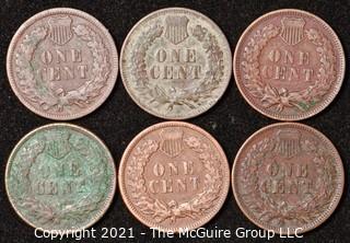 Numismatic: U.S. Coins: (6) Indian Head Cents