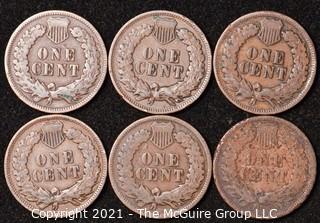 Numismatic: U.S. Coins: (6) Indian Head Cents