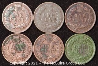 Numismatic: U.S. Coins: (6) Indian Head Cents