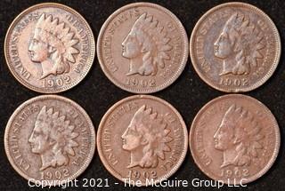 Numismatic: U.S. Coins: (6) Indian Head Cents