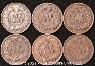 Numismatic: U.S. Coins: (6) Indian Head Cents