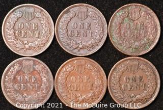 Numismatic: U.S. Coins: (6) Indian Head Cents