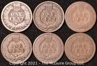 Numismatic: U.S. Coins: (6) Indian Head Cents