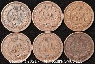 Numismatic: U.S. Coins: (6) Indian Head Cents