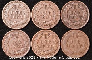 Numismatic: U.S. Coins: (6) Indian Head Cents