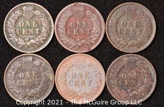 Numismatic: U.S. Coins: (6) Indian Head Cents