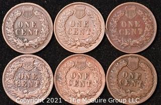 Numismatic: U.S. Coins: (6) Indian Head Cents