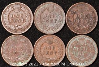 Numismatic: U.S. Coins: (6) Indian Head Cents