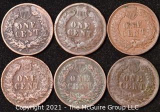 Numismatic: U.S. Coins: (6) Indian Head Cents