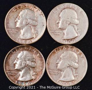 Numismatic: U.S. Coins: (4) Washington Silver Quarters